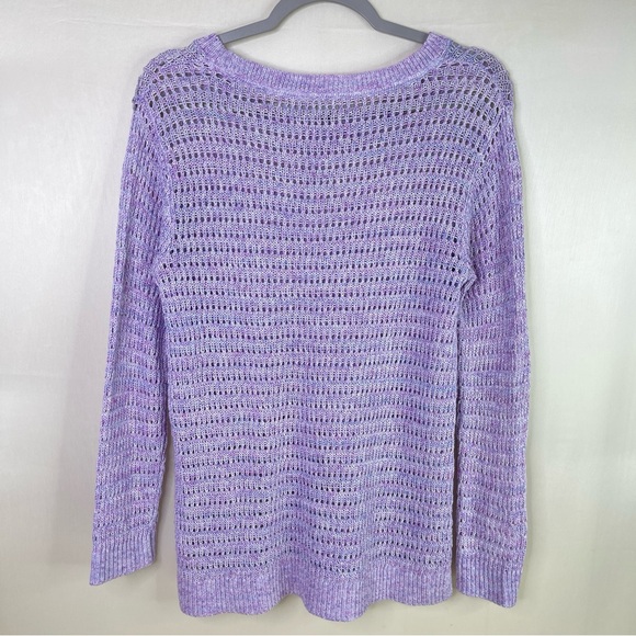 Talbots Top 100% Cotton  Breezy Lavender Open Knit A Touch Of Elegance - Picture 4 of 10
